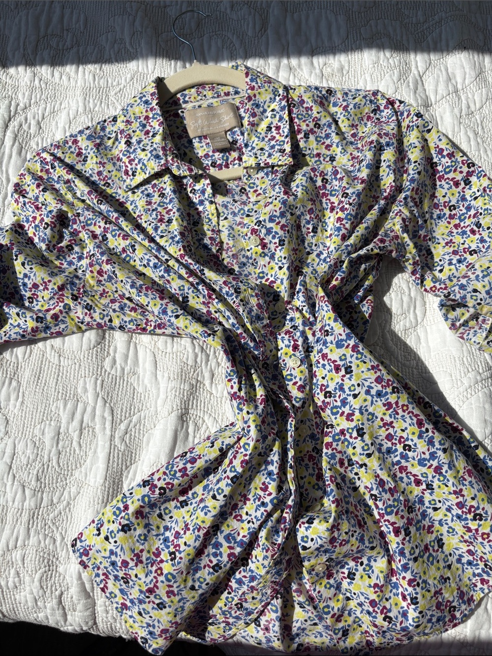Banana Republic Multicolor Floral Button-Down Shirt - Yellow, Blue, Purple